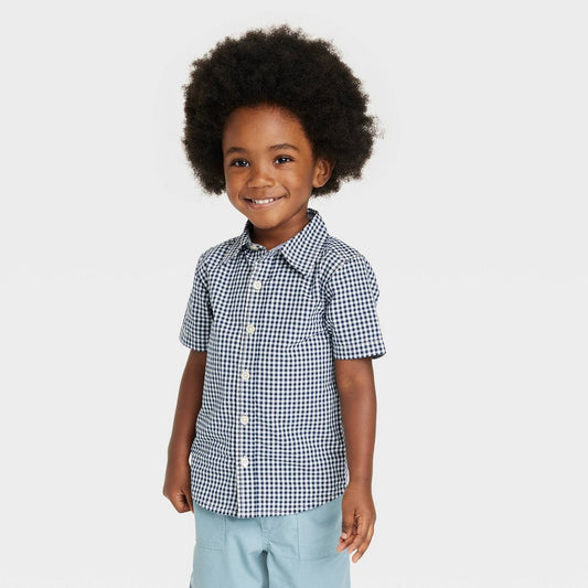 OshKosh B'gosh Toddler Boys' Navy Plaid Shirt - 18M