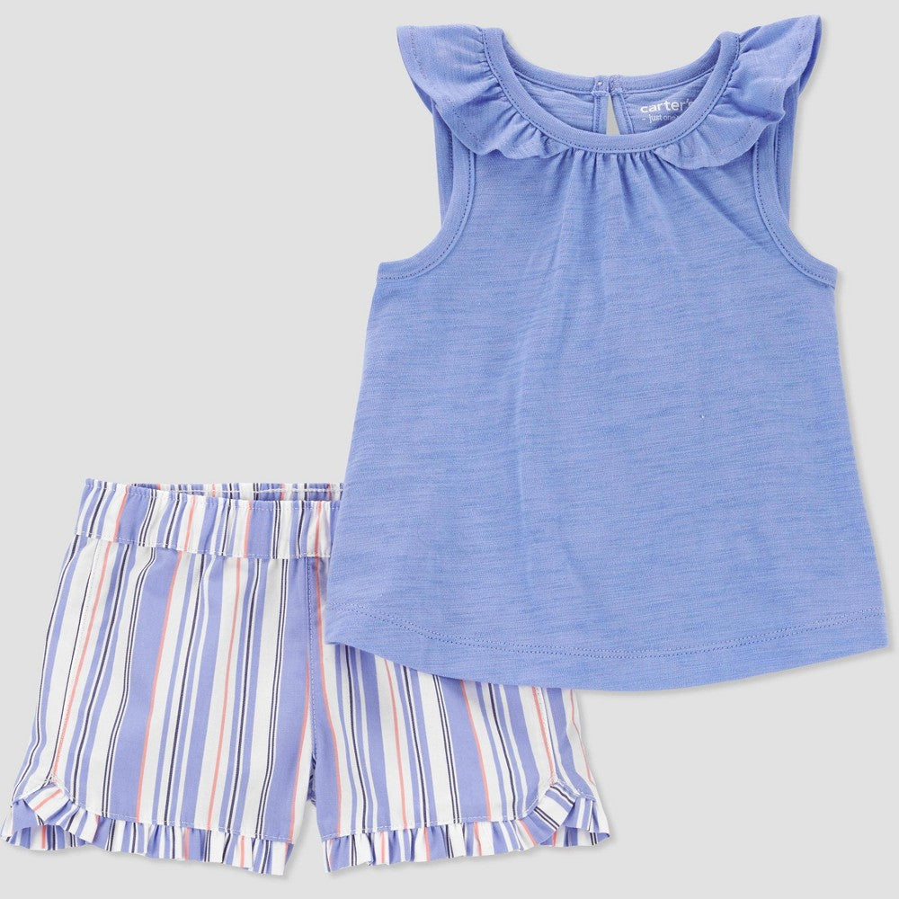 Carter's Baby Girls' Flutter Striped Set - Blue 12M