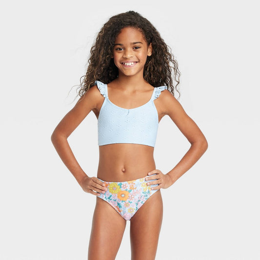Cat & Jack Girls' Wildflower Fun Bikini Set Size L Girl