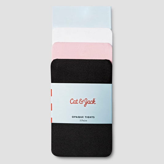 Cat & Jack Girls' Opaque Tights 3-Pack 4T-
