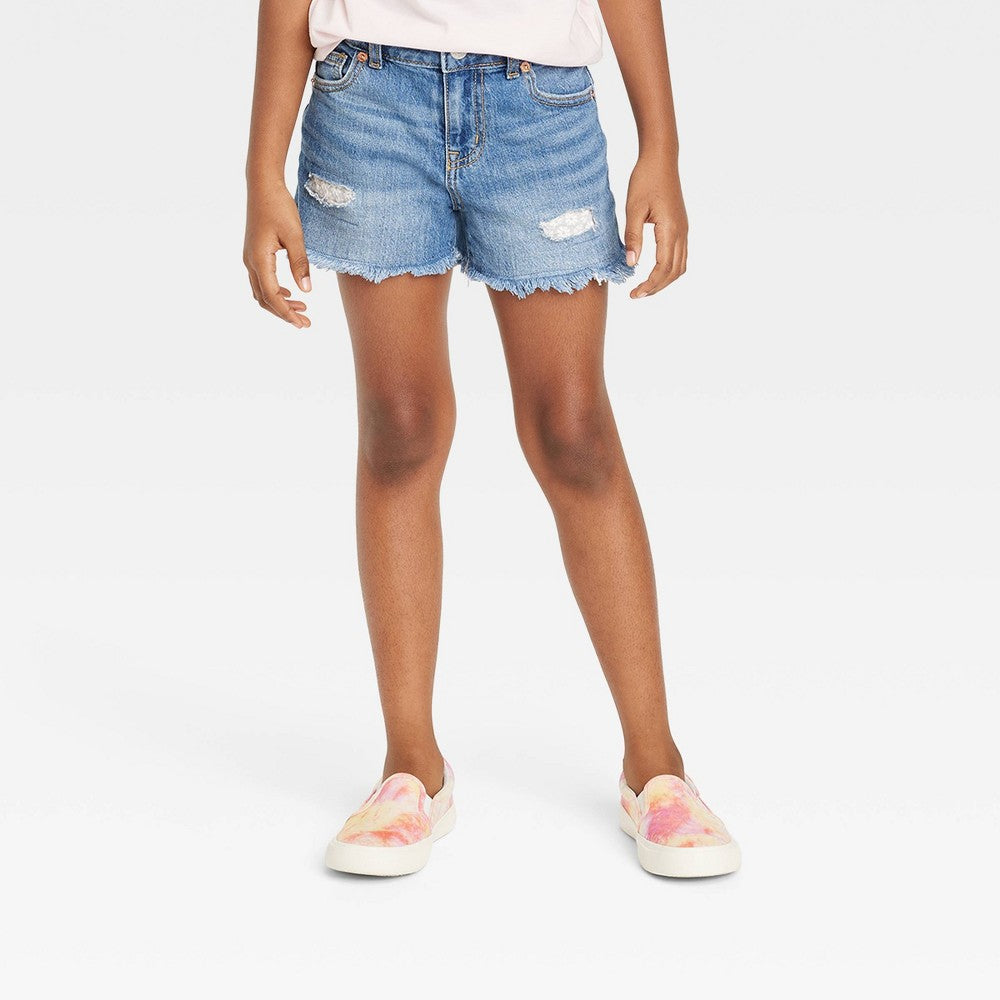 Girls' Cut-Off Jean Shorts - Cat & Jack™ Medium Wash S