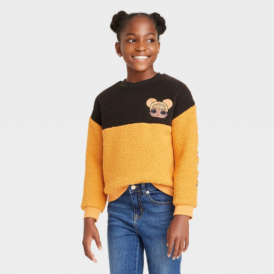 L.O.L. Surprise! Faux Shearling Sweatshirt Yellow, Size S girl