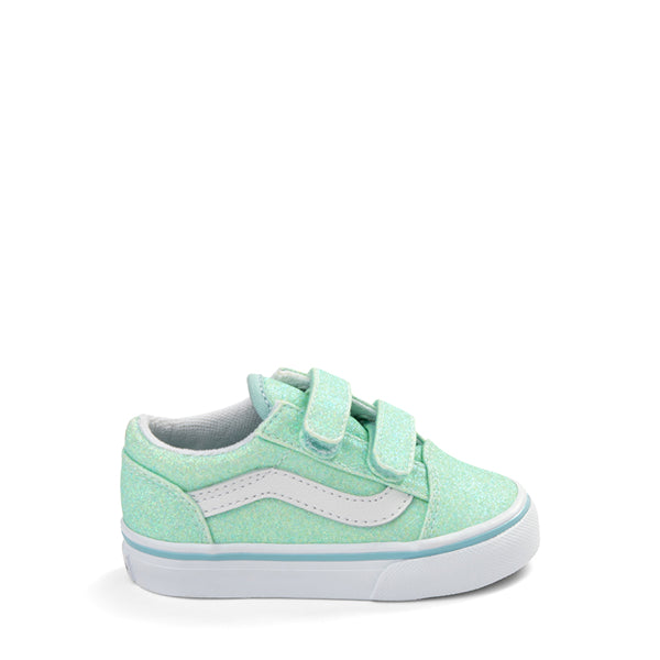 Vans Old Skool V Glitter Skate Shoe - Baby Toddler - Mint girl 5