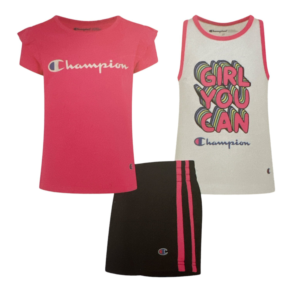 Champion Girl's 3-Piece Set Tee, Tank & Shorts 18M