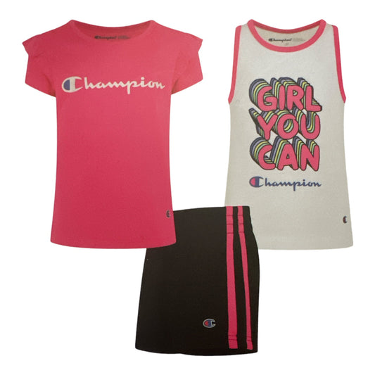 Champion Girl's 3-Piece Set Tee, Tank & Shorts 18M