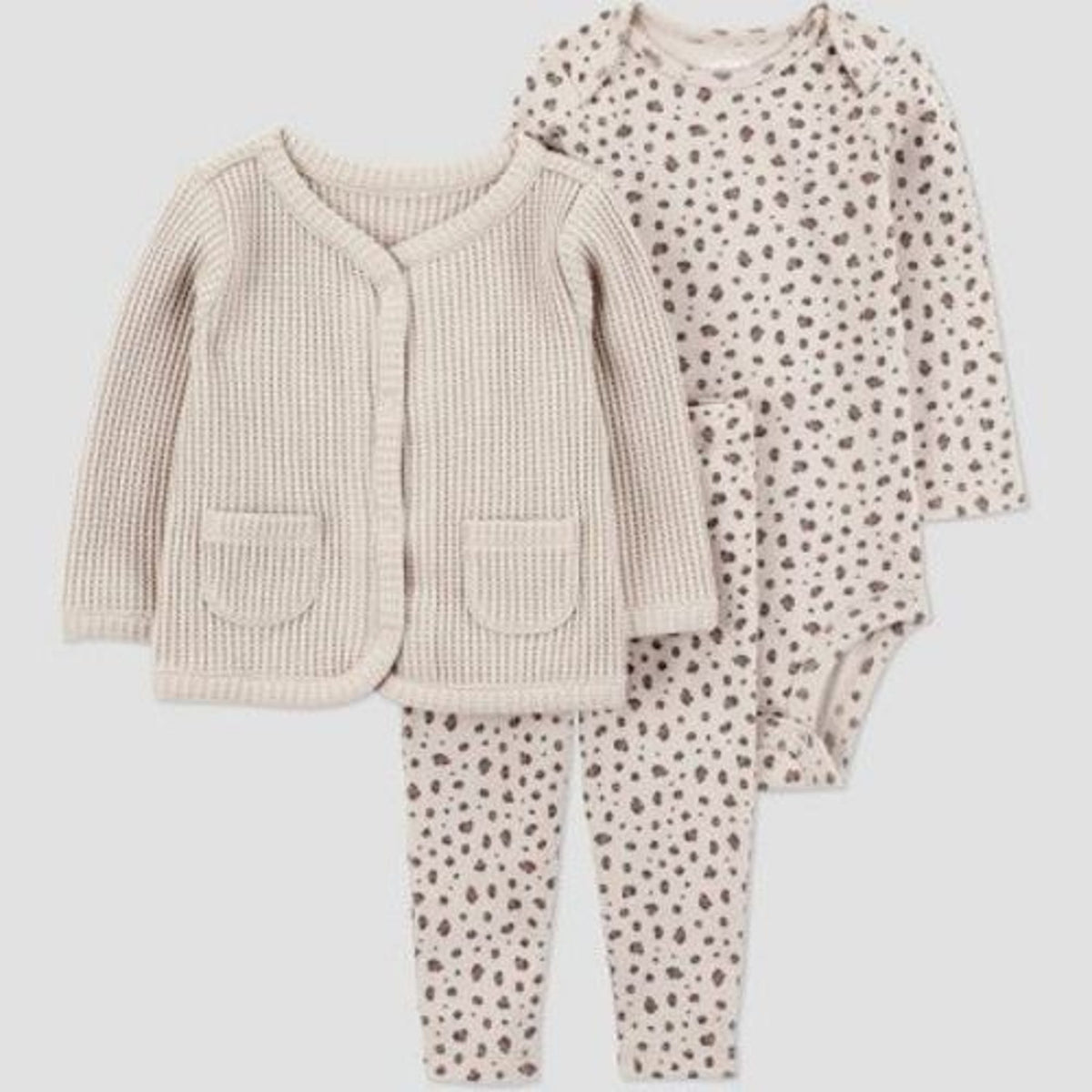Carter's Baby Girls' 3pc Thermal Cheetah Set - Tan 24M