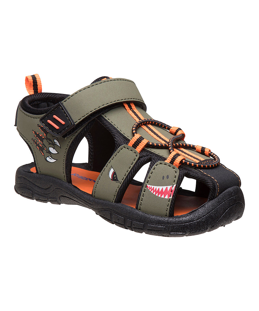 Rugged Bear Toddler Boys Size  7 Olive & Orange Strappy Sandals Boys