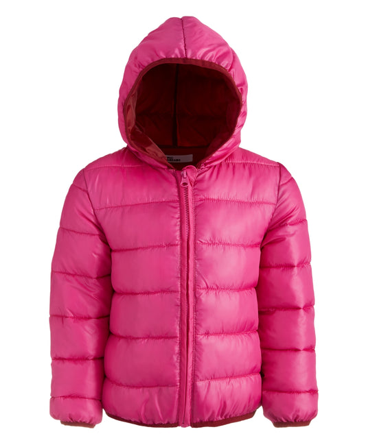 Epic Threads Big Girls Smiley Quilted Solid Packable Hooded Jacket - Chinese Apple