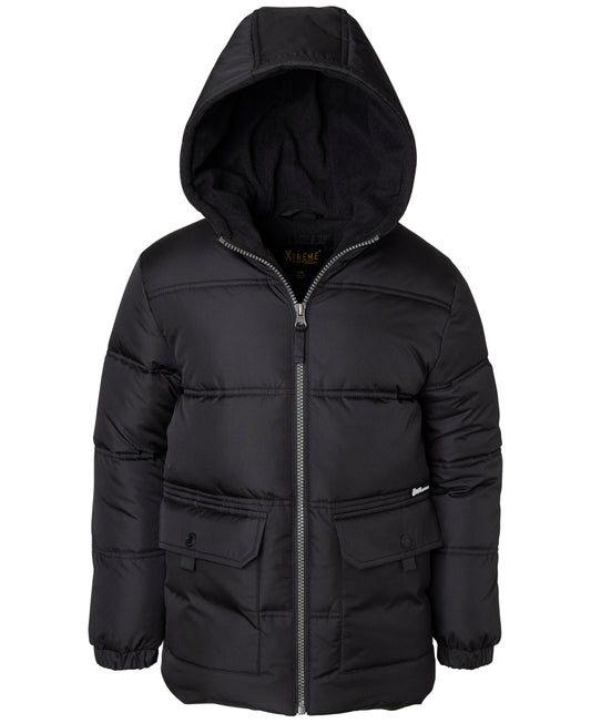 IXtreme Wippette BLACK Big Boys  Hooded Pocket Puffer Jacket +Beanie  Small