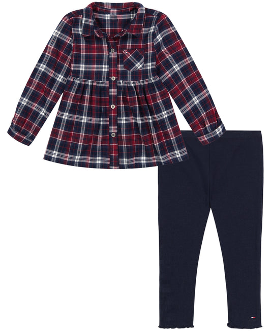 Tommy Hilfiger Peplum-Style Shirt & Leggings Set, Size 3T girl