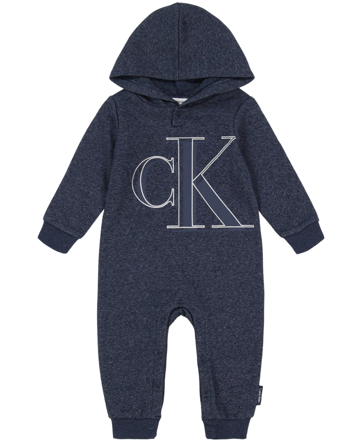 Calvin Klein Baby Boys Fleece Monogram Hoodie Coverall - Blue