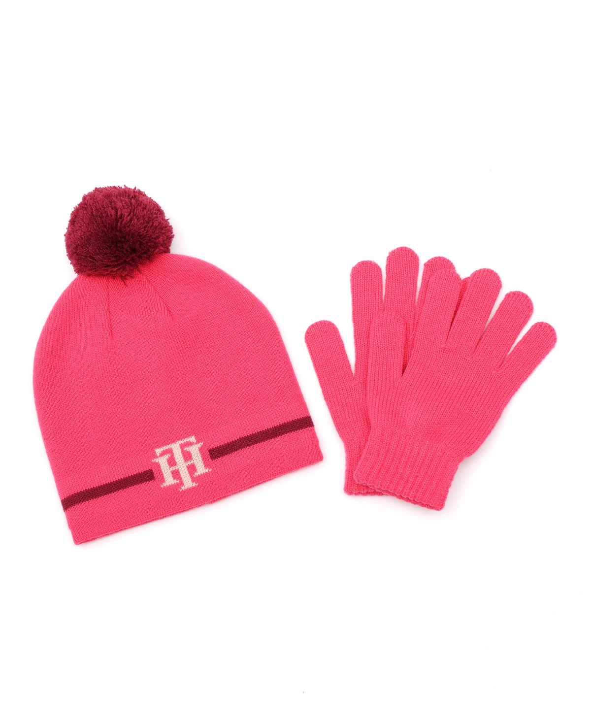 Tommy Hilfiger Girls Monogram Stripe Beanie and Gloves Set Size 8-16Y