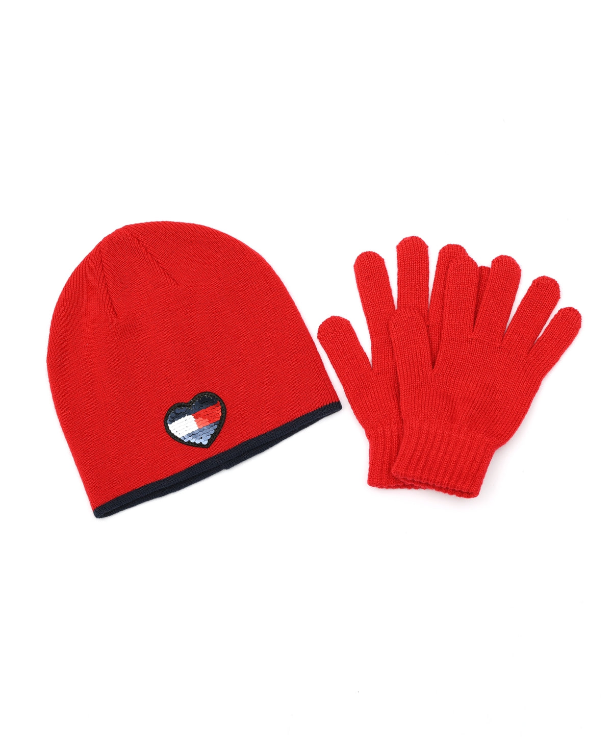Tommy Hilfiger Sequin Heart Beanie and Glove Set, 8-16 Years XL Boys