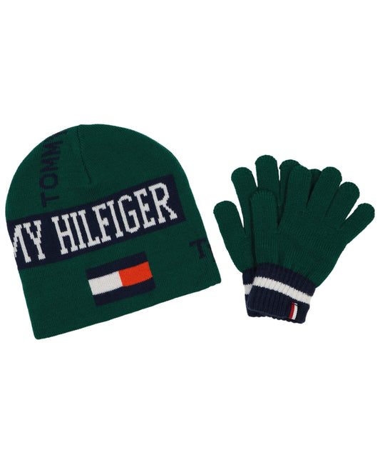 Tommy Hilfiger Reversible Beanie and Glove Set, Size 8-16Y boys