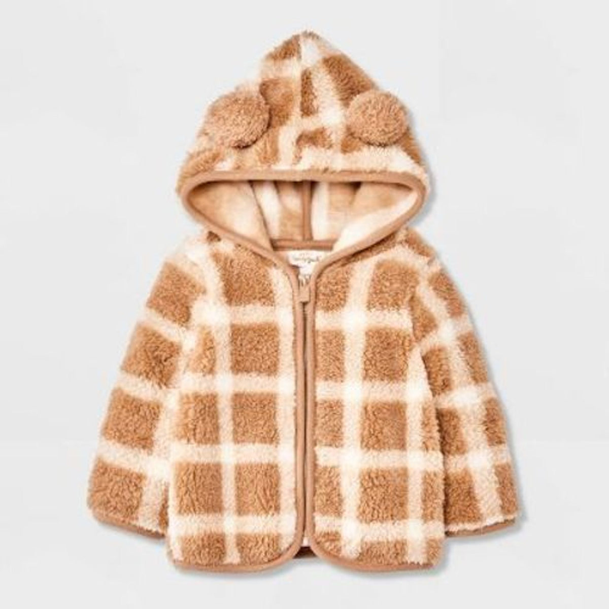 Cat & Jack Baby Plaid Hooded Jacket Faux Shearling boys newborn