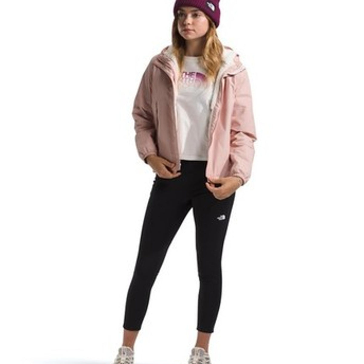 The North Face girl Antora Rain Jacket, Pink Moss, M