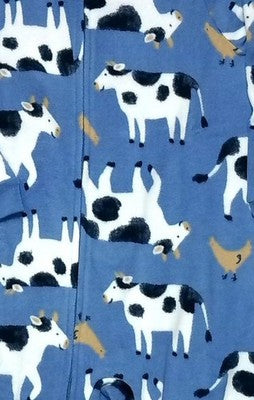 Carter's Toddler Boy Blue Fleece Cow Print Sleeper 4T