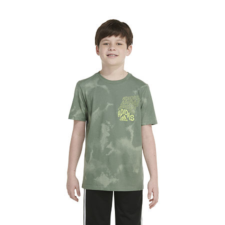 Adidas Boys Green Graphic T-Shirt, Large