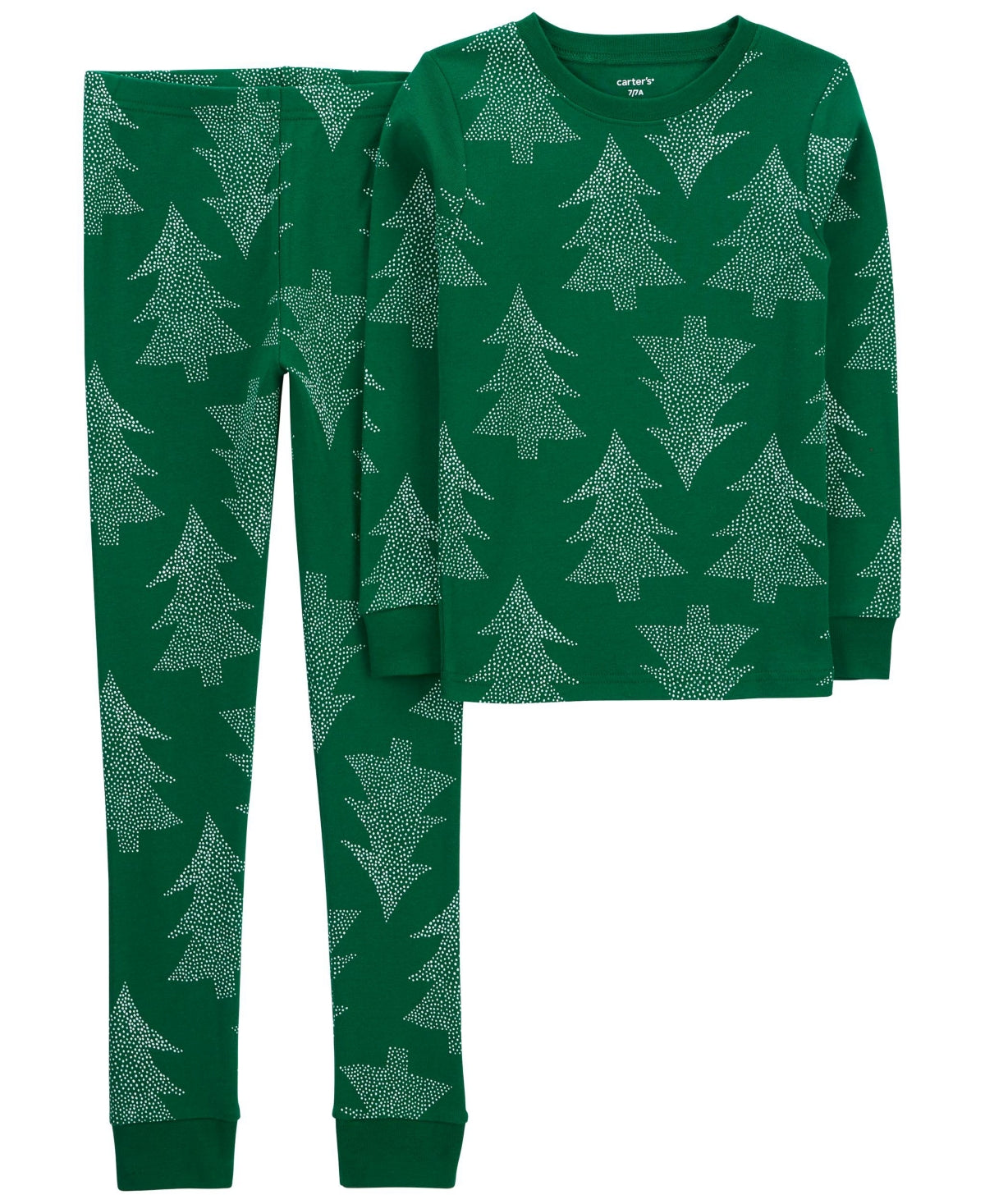 Kids 4-14 Carter's 2-Piece Christmas Tree Print Pajamas, Boy's, Size: 8, Green Holiday Tree