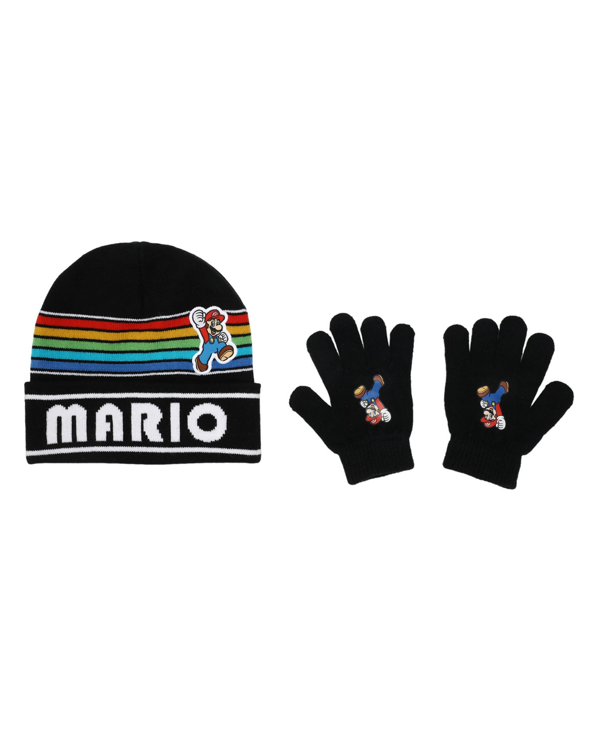 Nitendo Bioworld Mario Hat and Gloves Set, One Size - Black boys