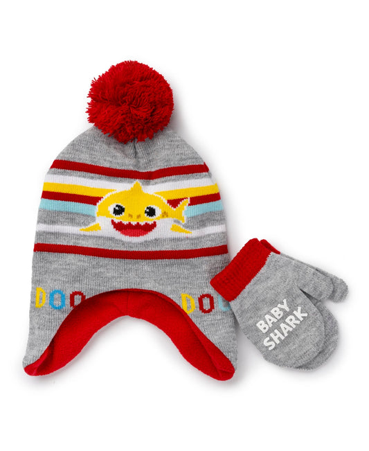 Nickelodeon boys Shark  Hat and Mittens Set - Gray