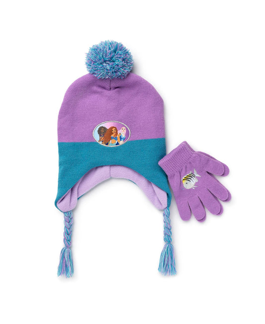 Disney Little Mermaid Hat and Glove Set,  Purple girl