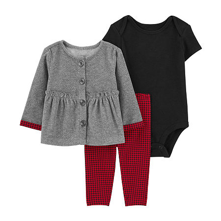 CARTERS Baby Girls 3-Pc. Pant Set, 18 Months, Gray