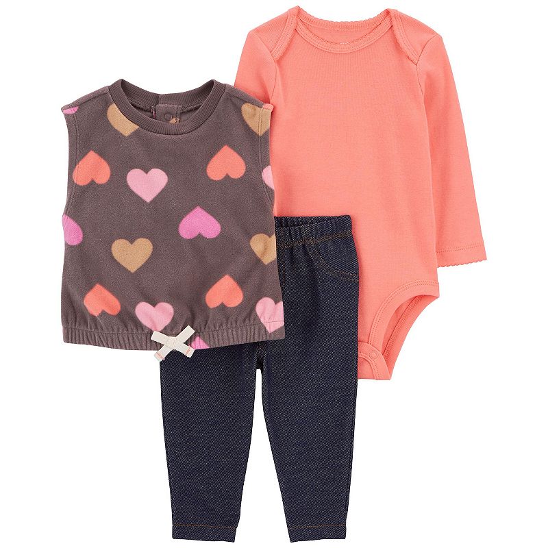Carter's 3-Piece Heart Vest Set, Infant Girl's, 9 Months