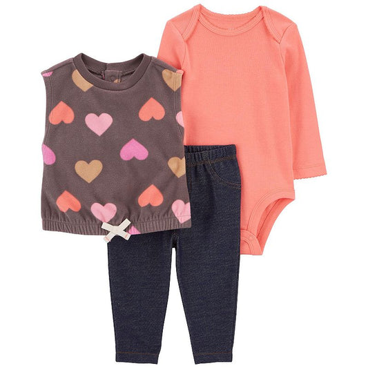 Carter's 3-Piece Heart Vest Set, Infant Girl's, 9 Months