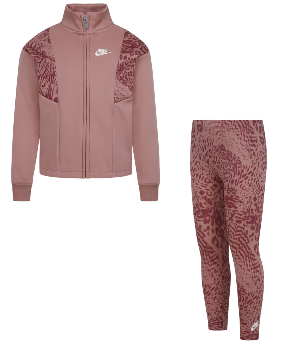 Nike Little Girls Home Swoosh Track Jacket and Leggings, 2 Piece Set - Red Stardust