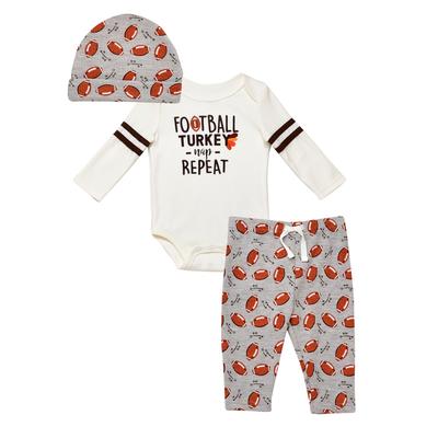 Baby Starters Baby Boys Thanksgiving Bodysuit, Pants and Hat, 3 Piece Set - Gray