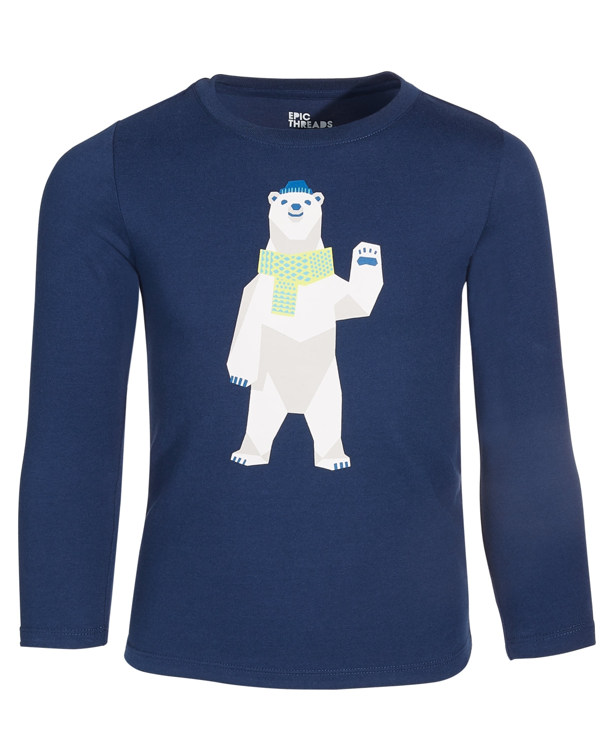 Epic Threads Little Boys Long-Sleeve Geo Polar Bear Graphic T-shirt - Navy Sea
