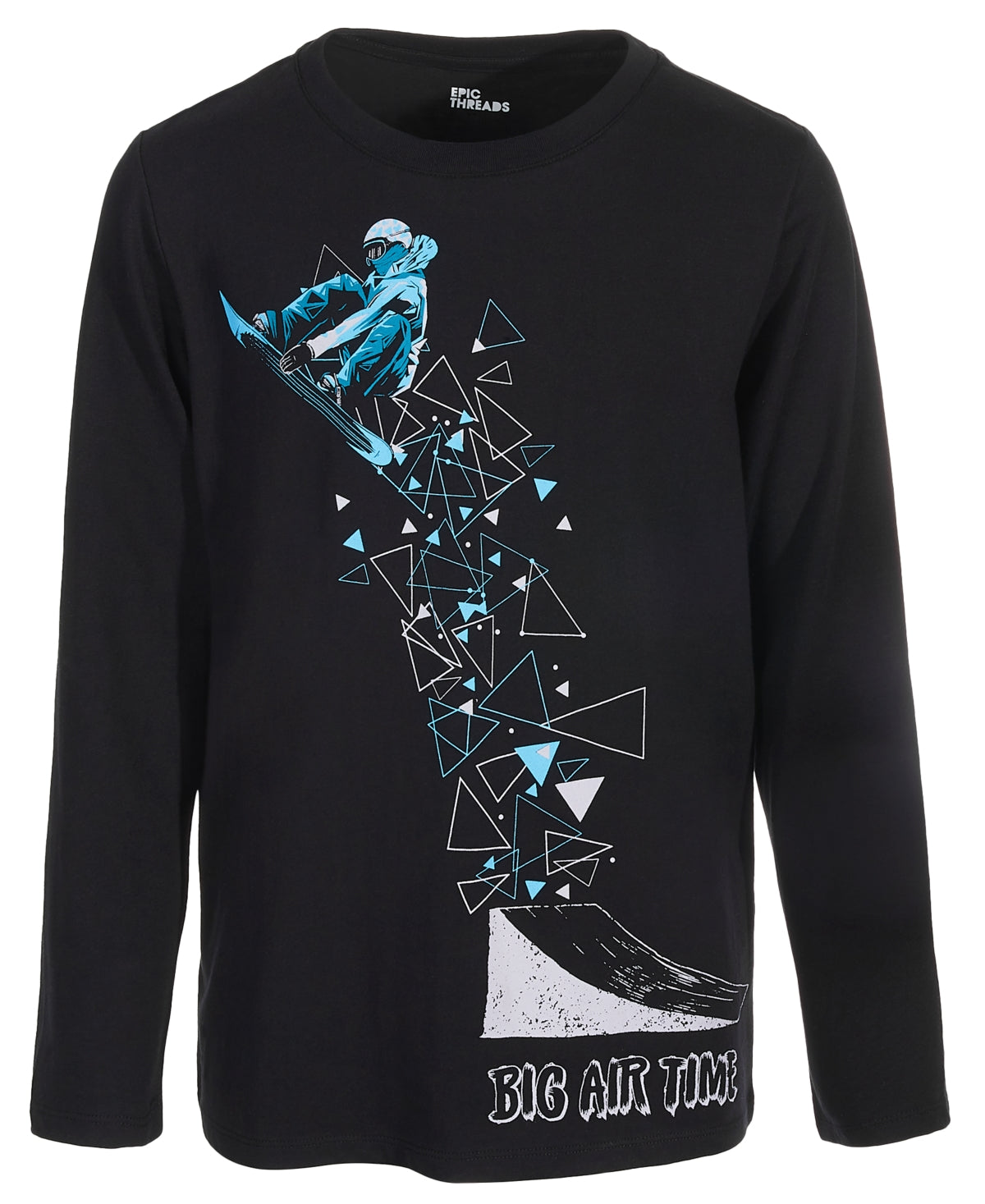 Epic Threads Big Boys Long-Sleeve Big Air Time Graphic T-shirt - Deep Black
