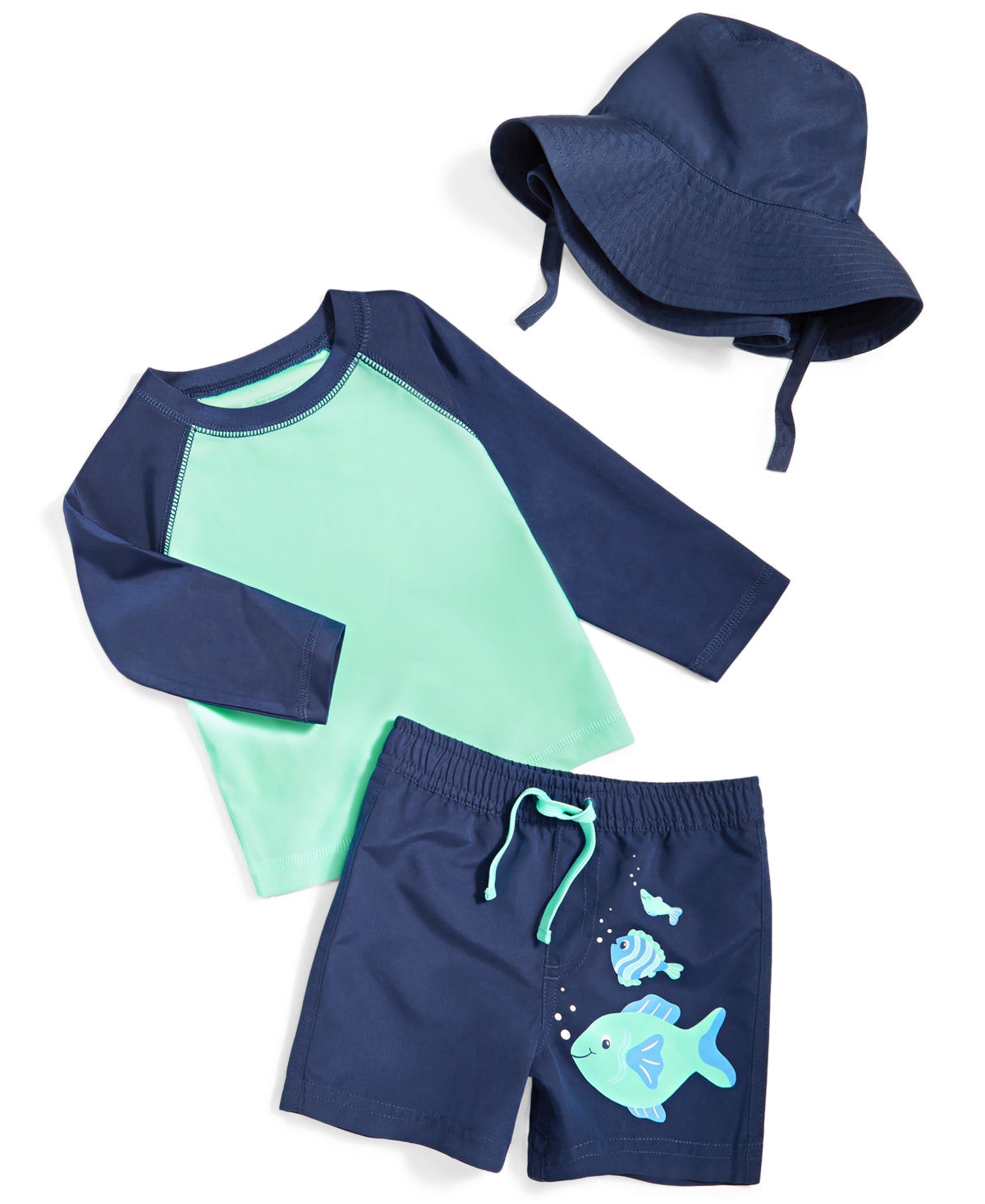 First Impressions Baby Boys 3-Piece rashguard Swim Set, 6-9 Months