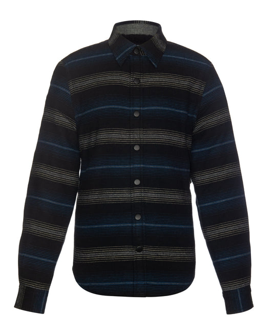 Univibe Big Boys Saddleback Sherpa Lined Striped Flannel Shirt Jacket - Black