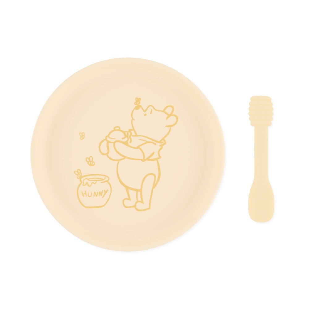 Bumkins Winnie the Pooh Silicone Plate & Spoon Set, Yellow