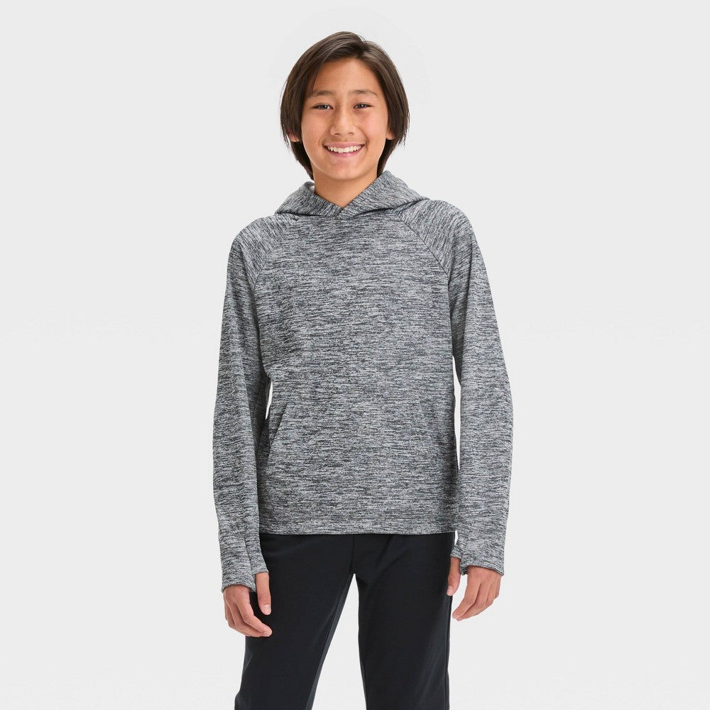 All In Motion Boys Tech Fleece Hoodie - Heathered Black M