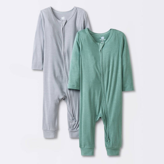 Baby Boys' 2pk So Very Soft Modal Blend Romper - Cloud Island™ Green 3-6M: Midweight Long Sleeve Jumpsuit