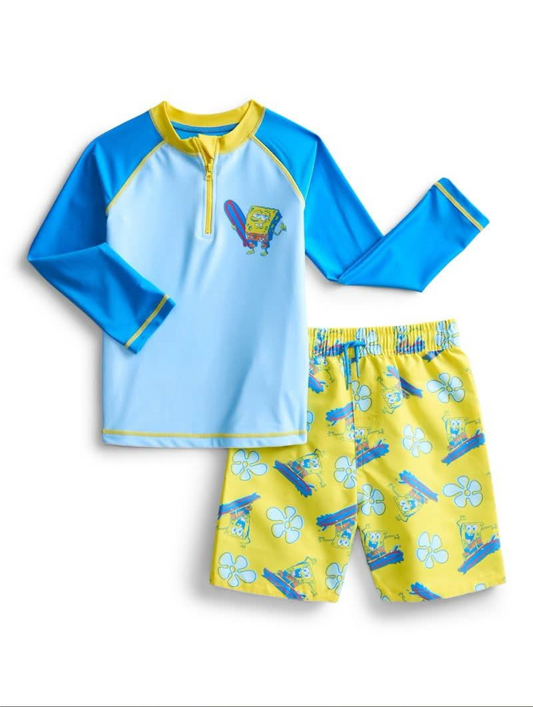 SpongeBob Boys Blue/Yellow Swim Set 4T