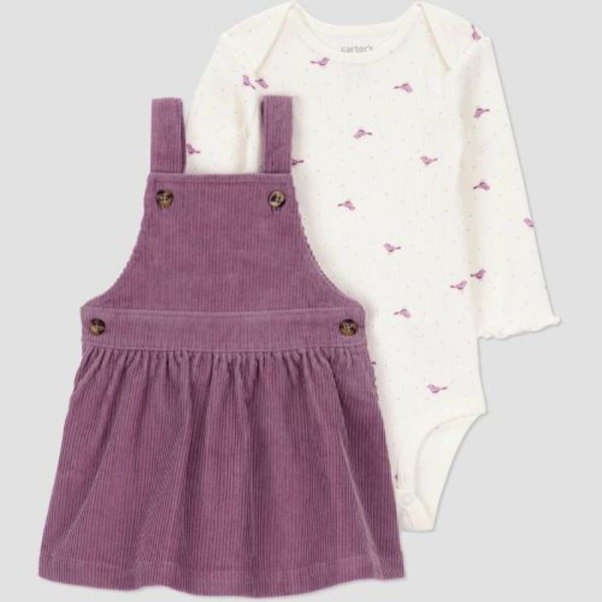 Carter's Baby Girls' 2pc Overalls Dress Set Plum 24M