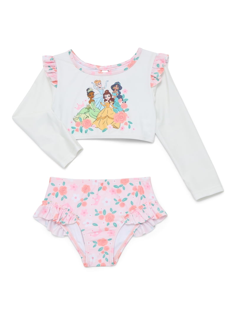 Disney Princess Girls Rash Guard Set 3T