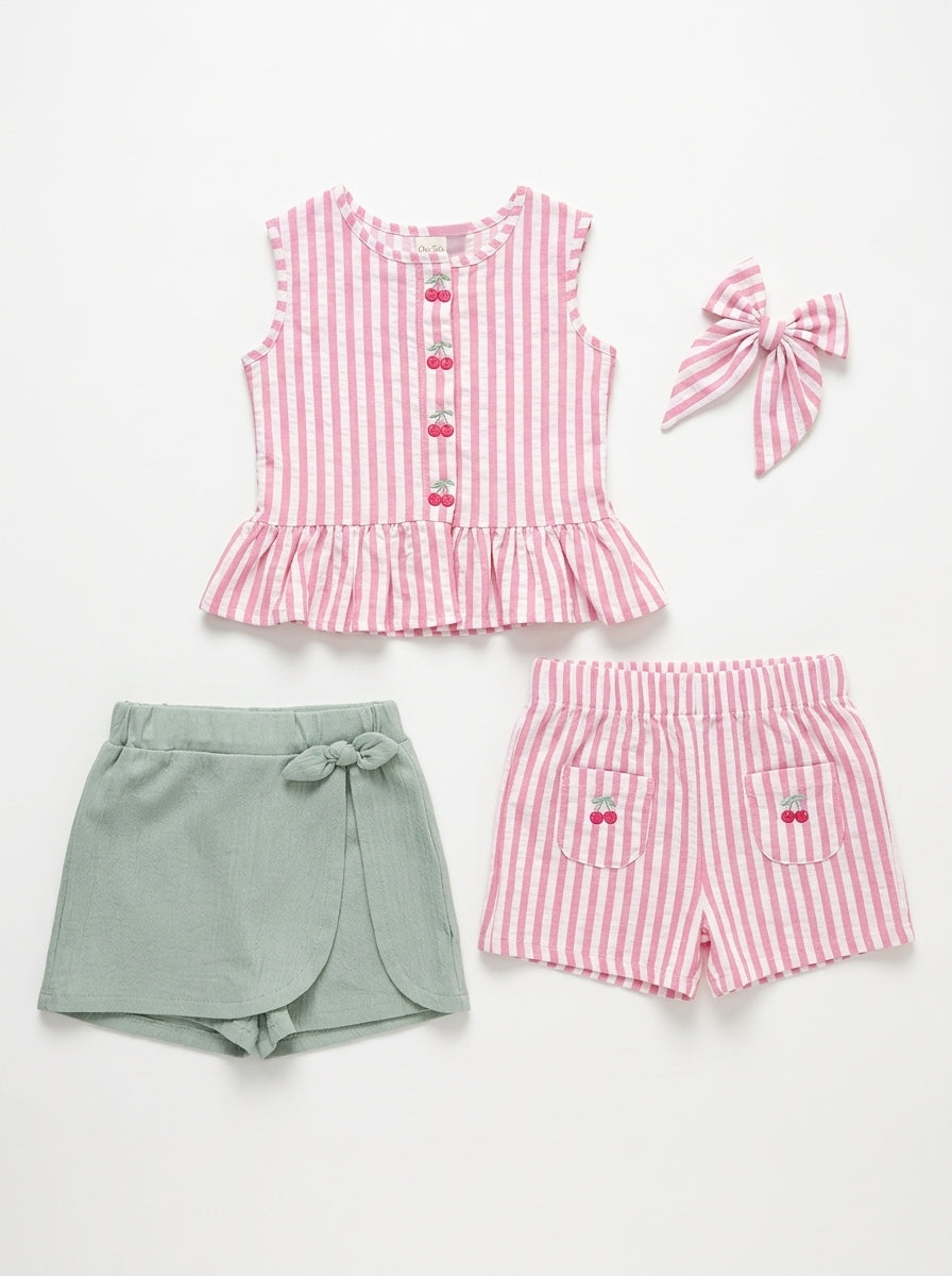 Tinytots 4pc Girls' Striped Outfit Set 2T