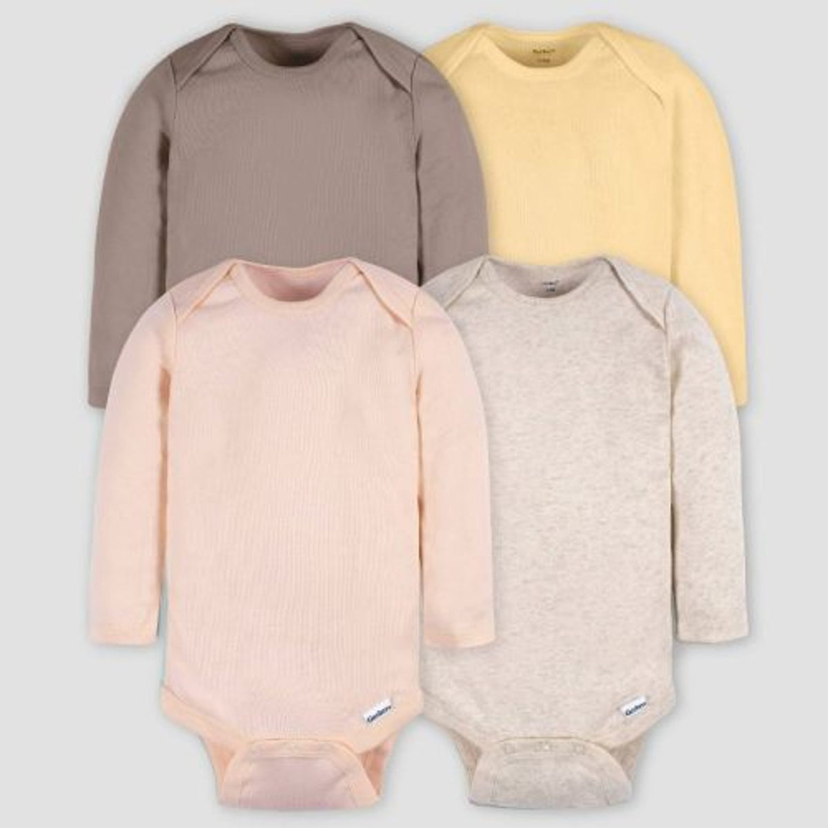 Gerber Baby 4pk Long Sleeve Onesies -3-6M: Cotton Knit Bodysuits, girl