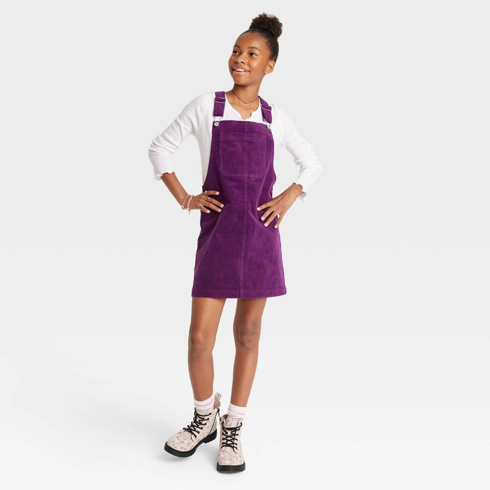 Art Class Girls' Corduroy Pinafore Dress Dark Purple L