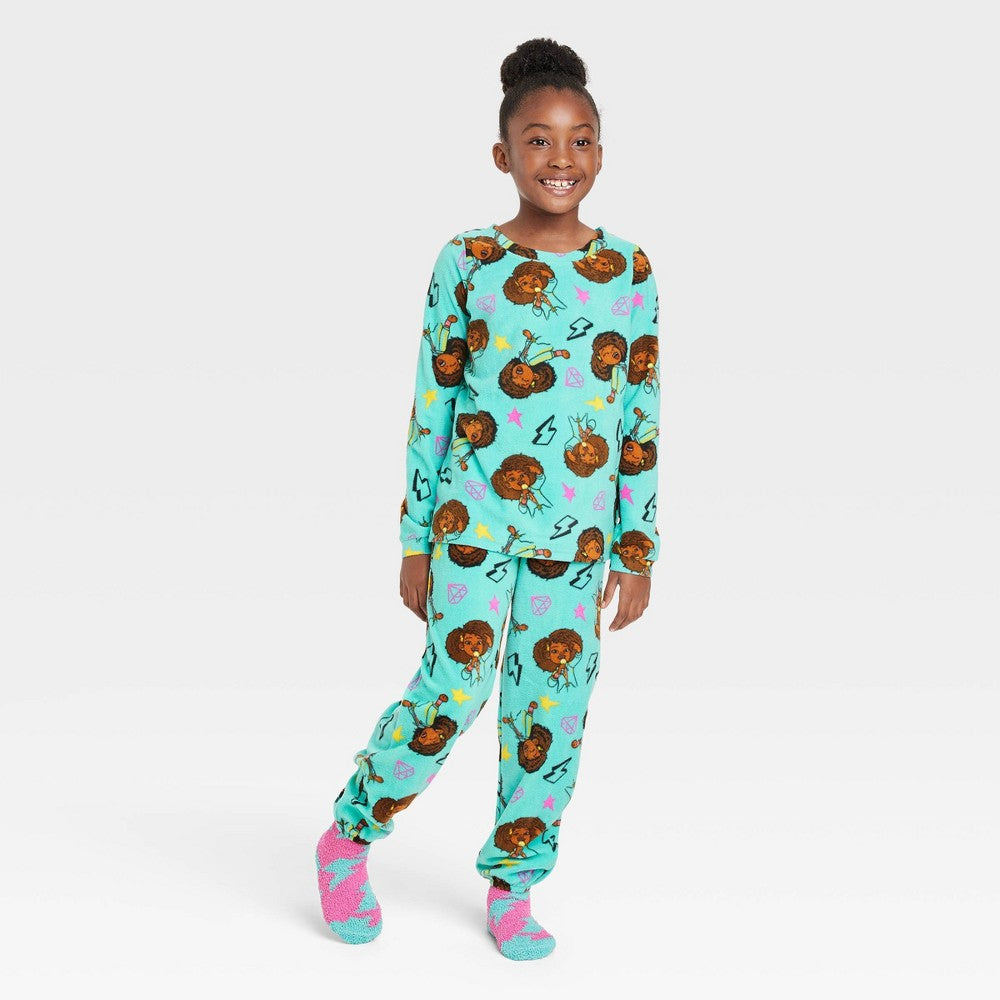 Karma's World Girls' Long Sleeve Pajama Set with Socks - XS