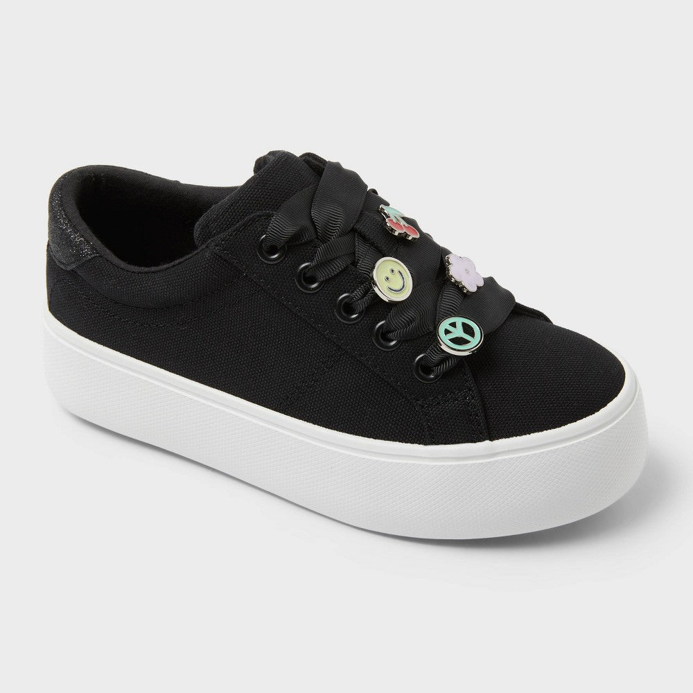 Cat & Jack Kids' Wren Platform Charm Sneakers Black Size 13 girl