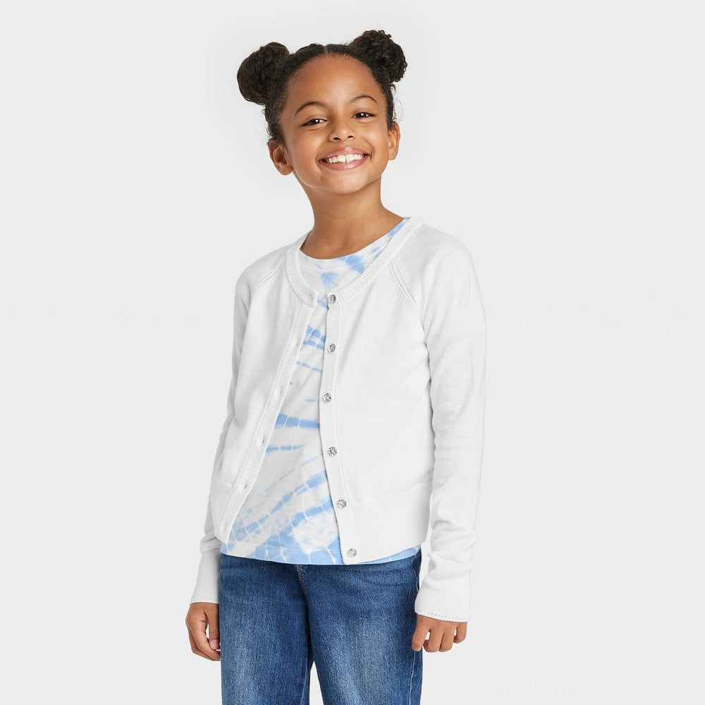 Girls' Cardigan Sweater - Cat & Jack White M