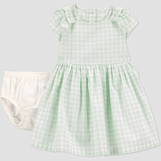 Carter's Baby Girls' Gingham Dress Green 18M