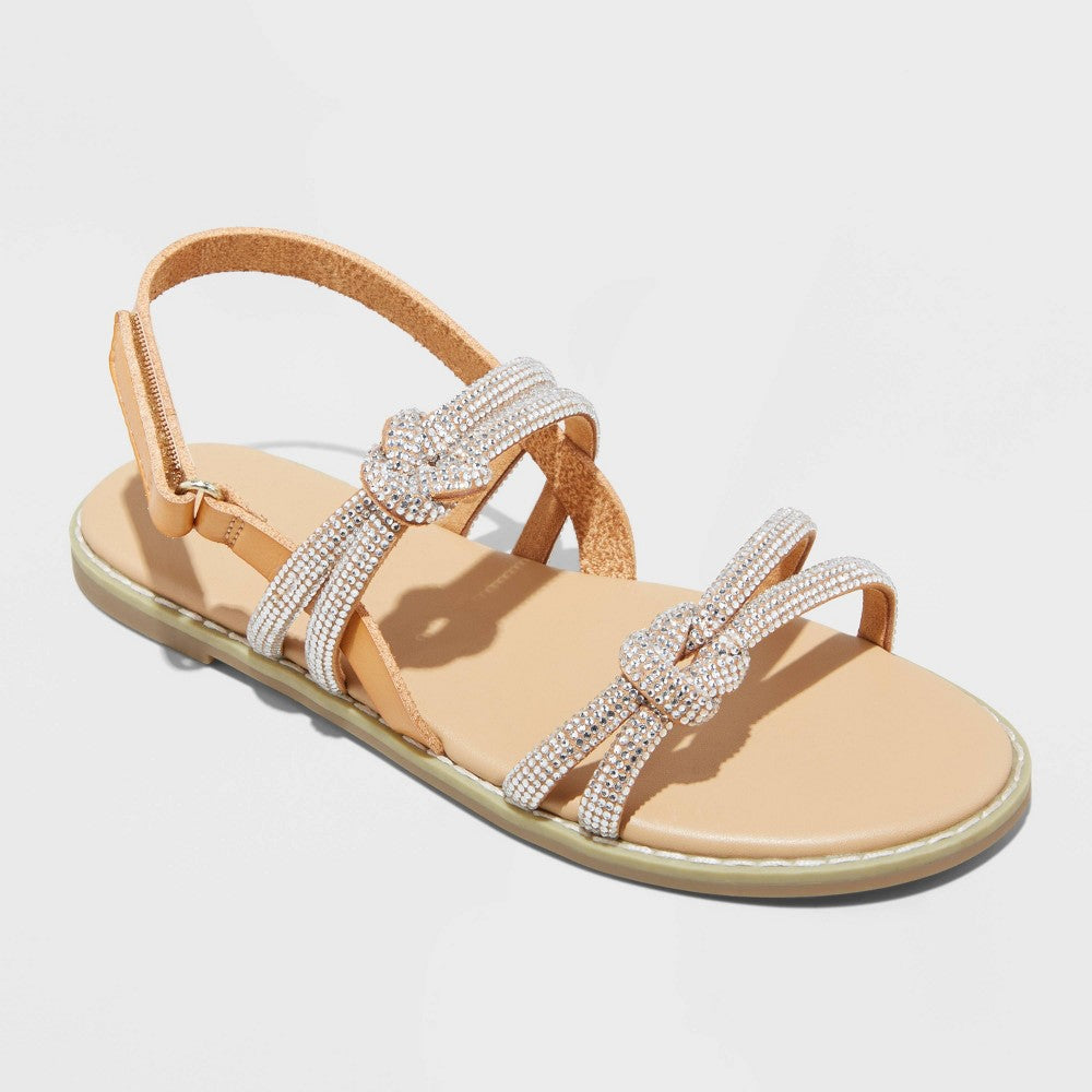 Cat & Jack girl Raven Rhinestone Sandals Brown Size 3