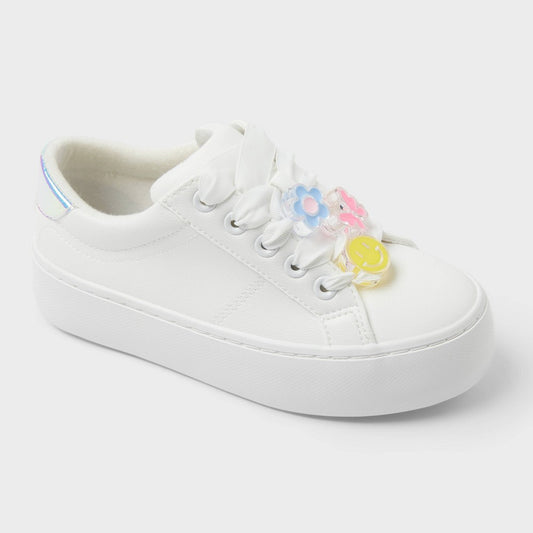 Cat & Jack girl Wren Platform Charm Sneakers, White Size 4